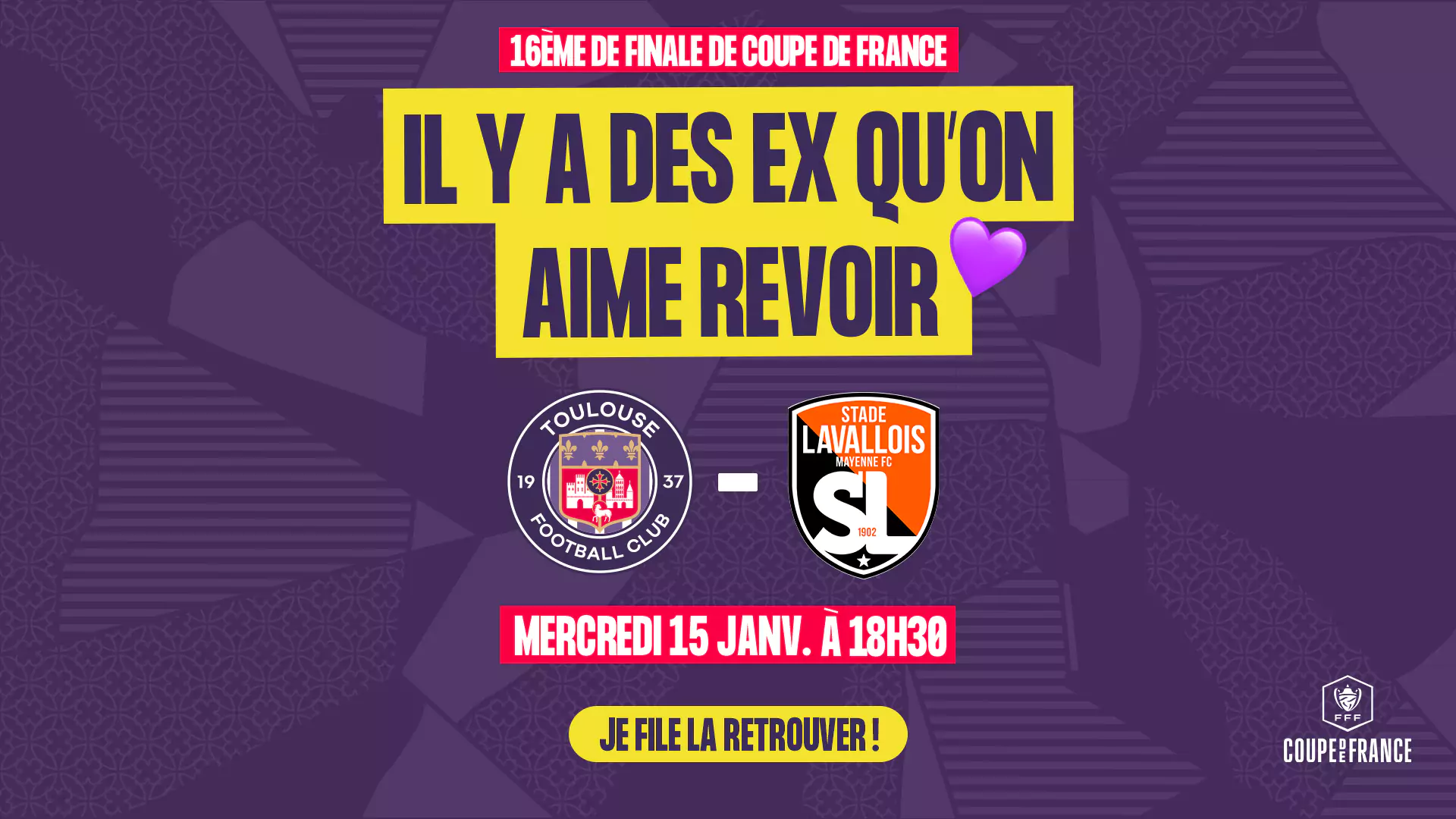 Fanion Toulouse / Laval – 16e Coupe De France 2025 – Neuf – Fabriqué En France