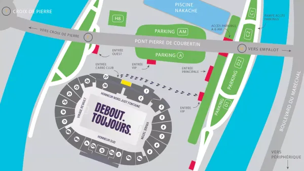 le plan du parking du stadium hospitalité carre club