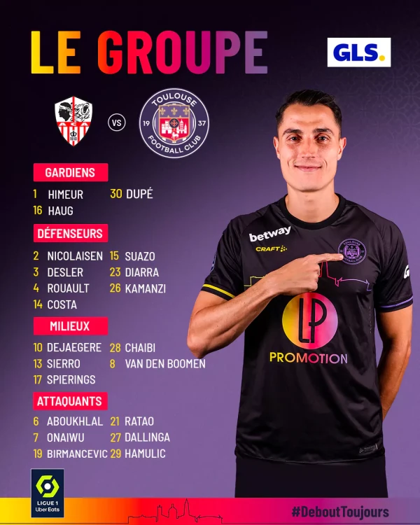 le groupe pour le match Ajaccio-TéFéCé saison 2022-2023